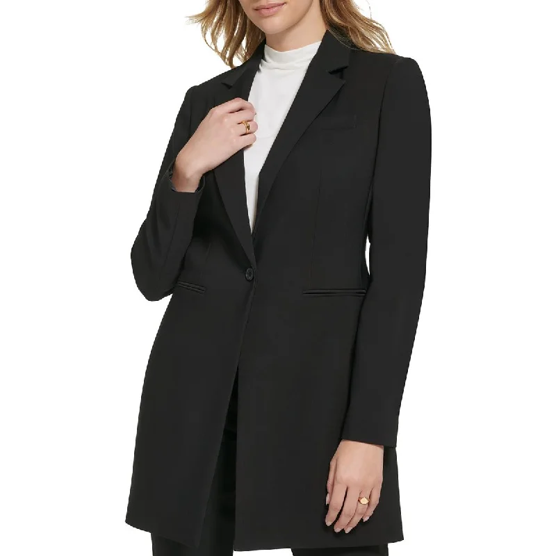 women's thermal long coat -Calvin Klein Womens Long Office One-Button Blazer