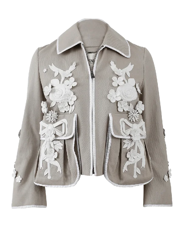 women's bohemian style kimono jacket -Floral Embroidered Jacket