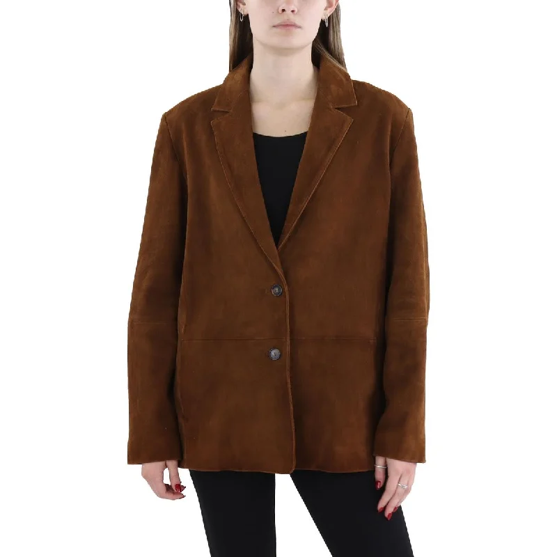 women's winter coat -Vince Womens Leather Office Two-Button Blazer