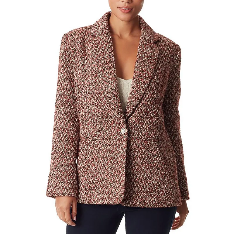 women's lightweight jacket -Sam Edelman Womens Herringbone Collared One-Button Blazer