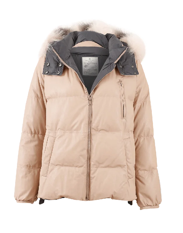 luxury designer winter coat for women -Leather Puffer Jacket