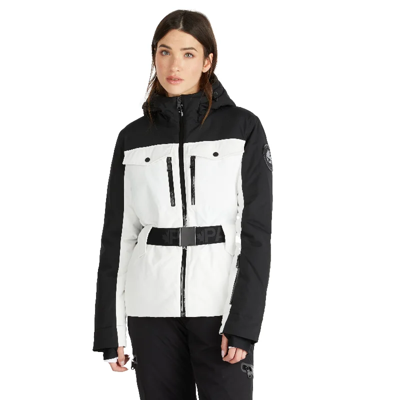 ladies' faux suede jacket -Pajar Women's Gabbi Belted Ski Jacket with Fixed Hood