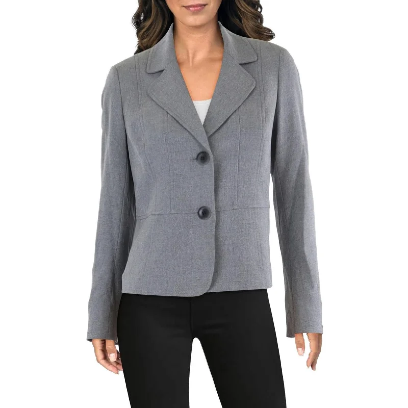 ladies' designer overcoat -Kasper Womens Petites Pattern Notch Collar Two-Button Blazer