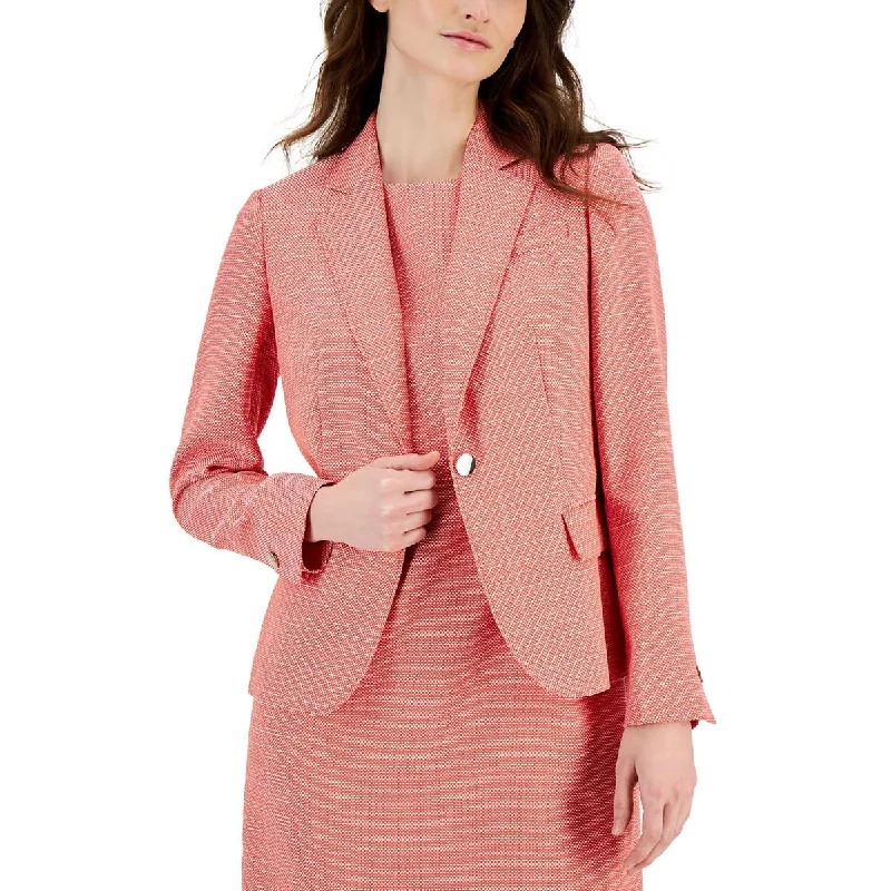 luxury faux fur coat for women -Anne Klein Womens Tweed Business One-Button Blazer