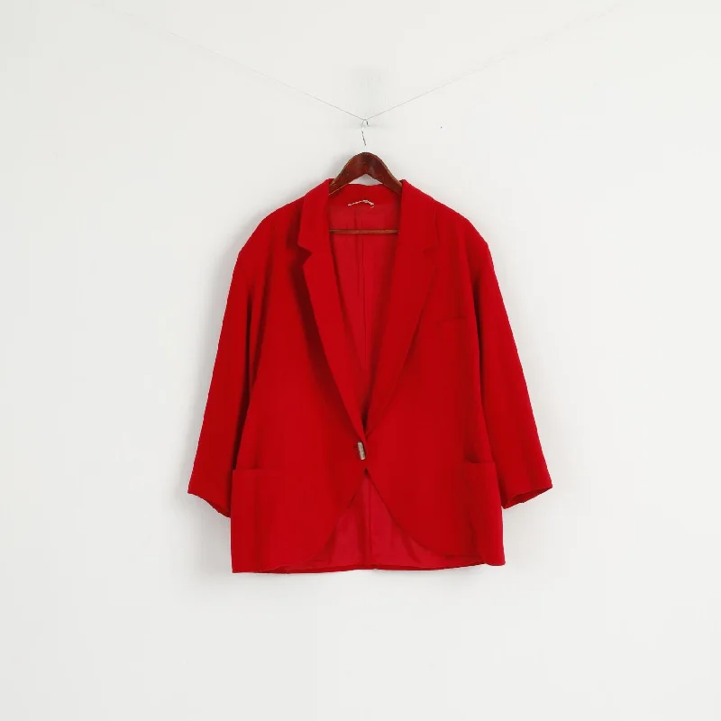 sleek minimalist coat for women -Gianni Versace Women 46 Blazer Vintage Red Wool Made in Italy 80s Jacket