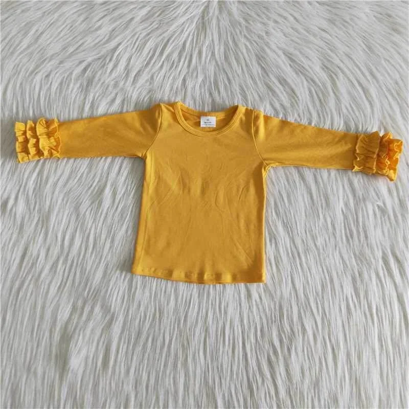 women's knitted sweater top -Yellow ruffle top