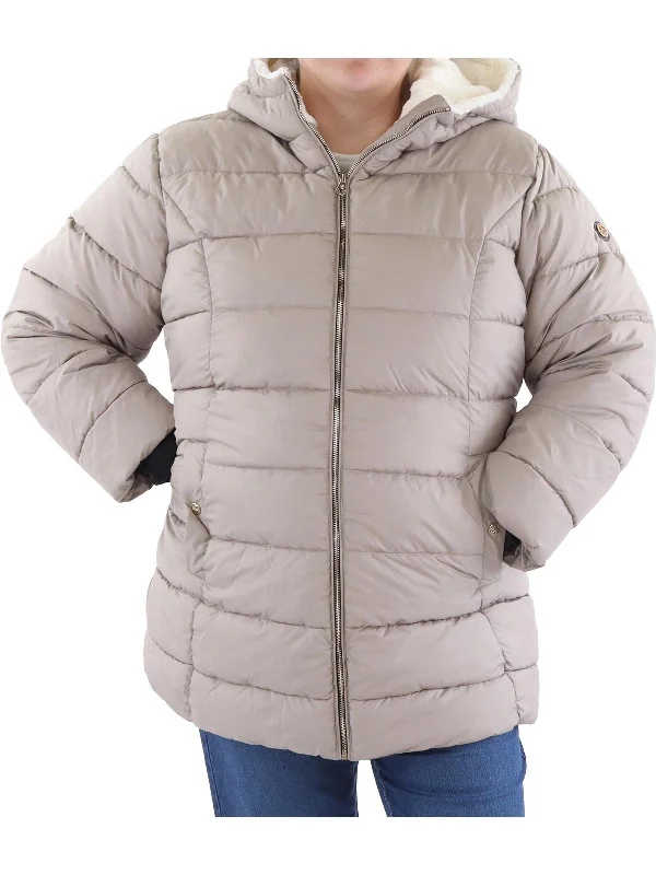 ladies' fleece zip-up jacket -Plus Womens Insulated Faux Fur Lined Glacier Shield Coat