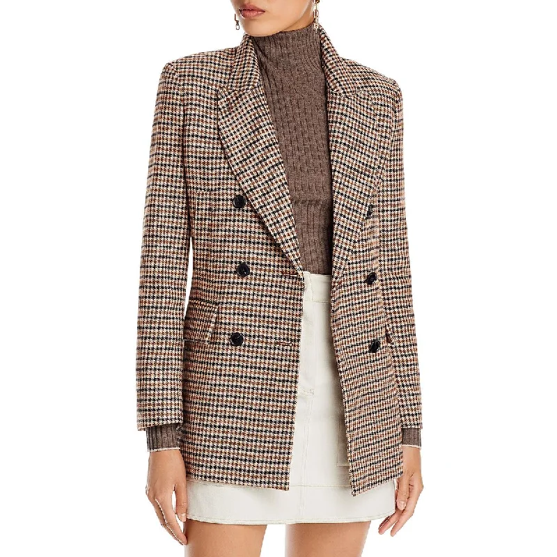 soft touch sherpa coat for women -Derek Lam 10 Crosby Womens Raquel Wool Blend Double-Breasted Blazer