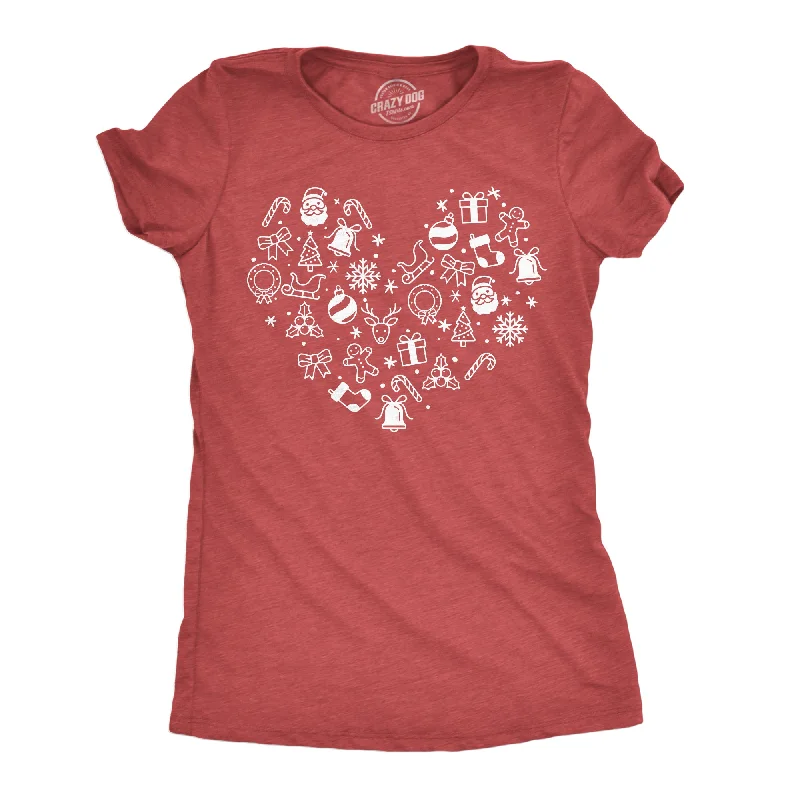 women's off-shoulder top -Christmas Heart Women's T Shirt