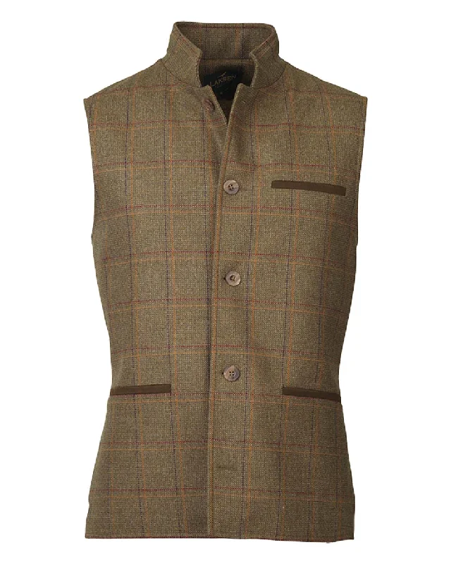 cropped faux leather jacket for women -Laksen Woolston Tweed Fife Vest