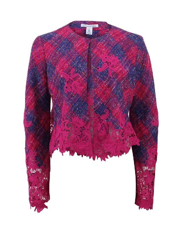 women's relaxed fit blazer -Tweed Lace Jacket