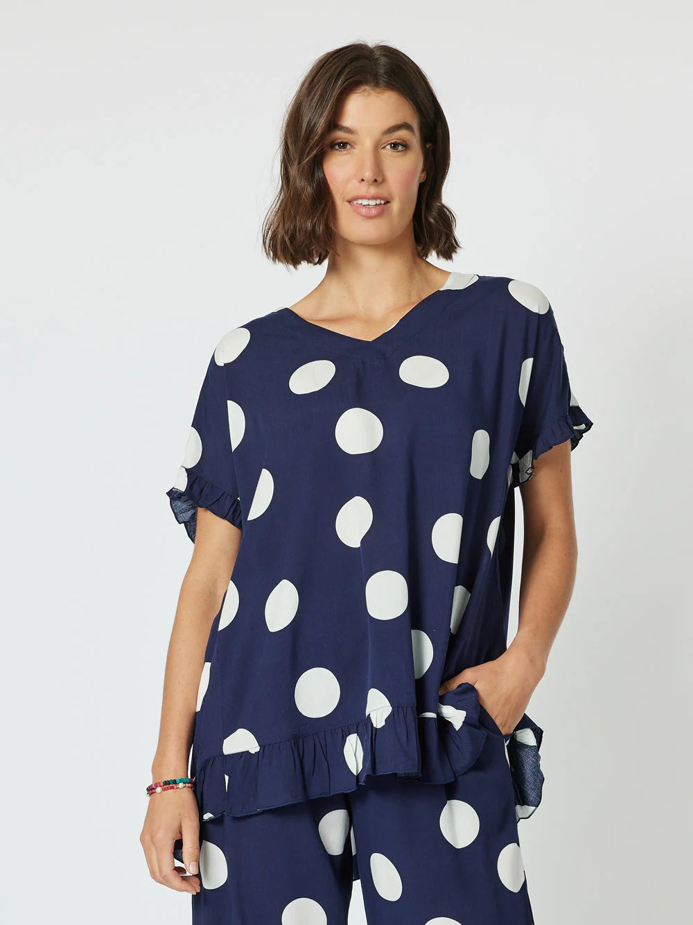 elegant long tunic top for women -Spot The Top - Navy