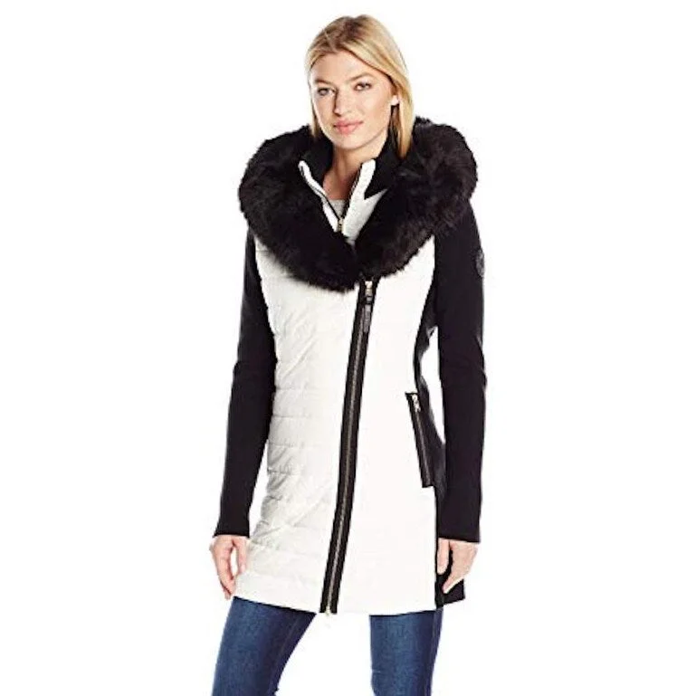 double-layered long coat for women -Calvin Klein Performance Women's Walker Jacket W/ Rib Sleeves White, L