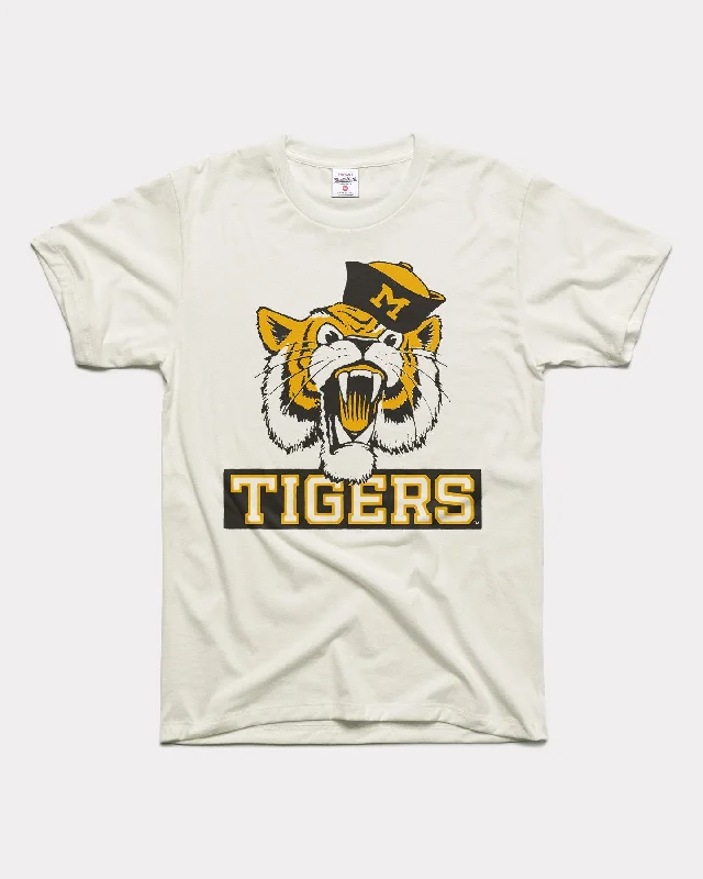 trendy puff sleeve crop top for ladies -Missouri Tigers Sailor Vintage White T-Shirt