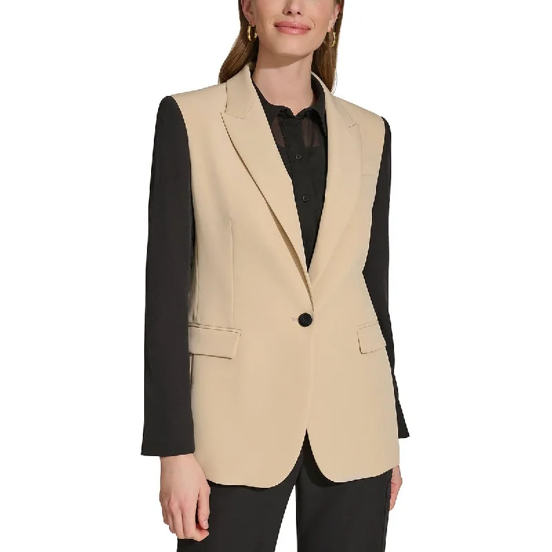 elegant wool cape for women -DKNY Womens Colorblock Suit Separate One-Button Blazer