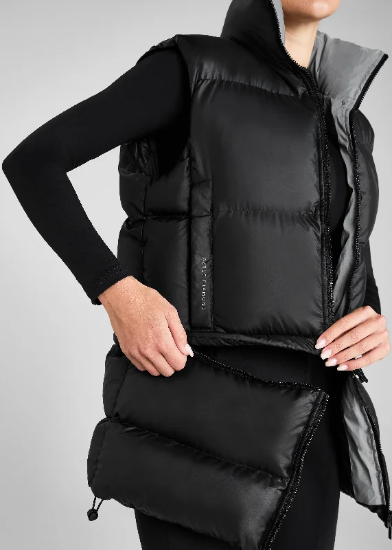 women's outdoor fleece jacket -Black Multi-way Gilet