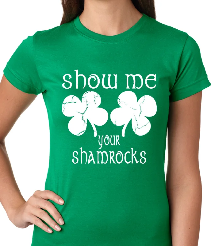 ladies' short sleeve wrap blouse -Show Me Your Shamrocks St. Patrick's Day Girls Shirts