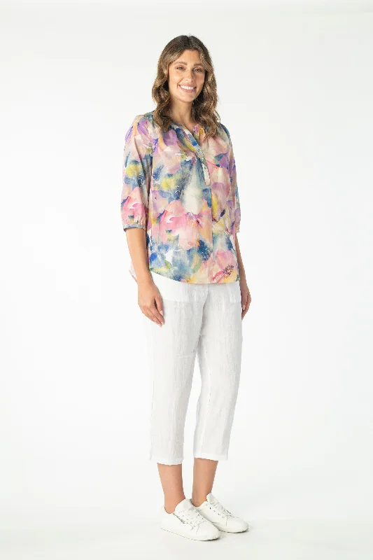 women's soft lounge top -Monet Floral Shirt