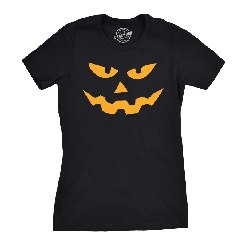 comfortable bamboo fabric top for women -Triangle Nose Pumpkin Face Halloween Women's T Shirt