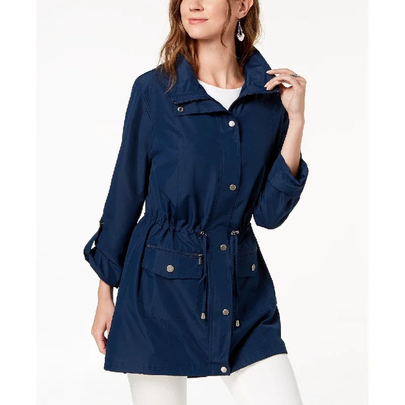 casual linen jacket for women -Style & Co Women's Hooded Anorak Jacket Navy Size Extra Small - X-Small