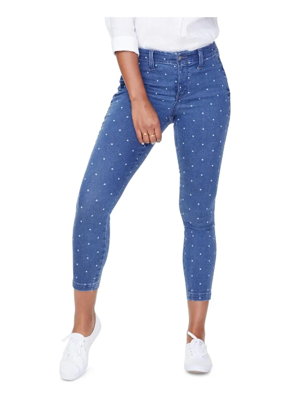 trendy mom jeans for women -Plus Womens Ankle Polka Dot Skinny Jeans