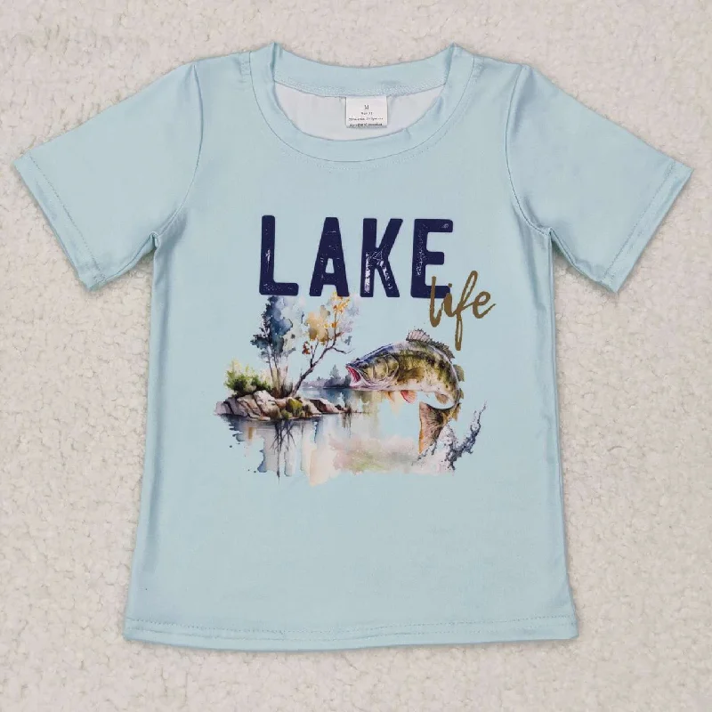 trendy velvet crop top for ladies -BT0339 baby boy clothe lake fish boy summer tshirt